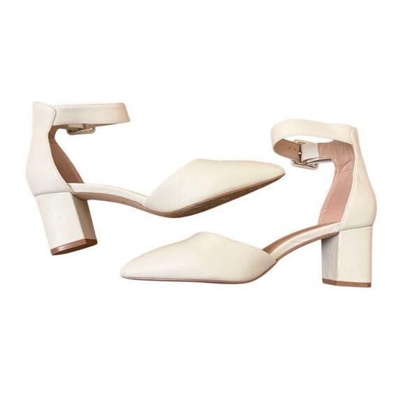 Kurt Geiger London Burlington Leather In Bone Block Heels Size 37.5 = US Size 7 - Picture 3 of 14